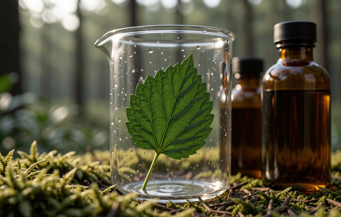 Botanical clarity inside a laboratory vessel